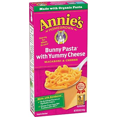 Annie's Bunny Shape Pasta &amp; Yummy Cheese Macaroni &amp; Cheese, 6 Ounce, Pack of 12