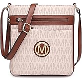 MARCO M KELLY Crossbody Bags for Women Travel Vegan Leather Multi Zip Pockets Crossbody Purses Trendy Monogram Shoulder Bags