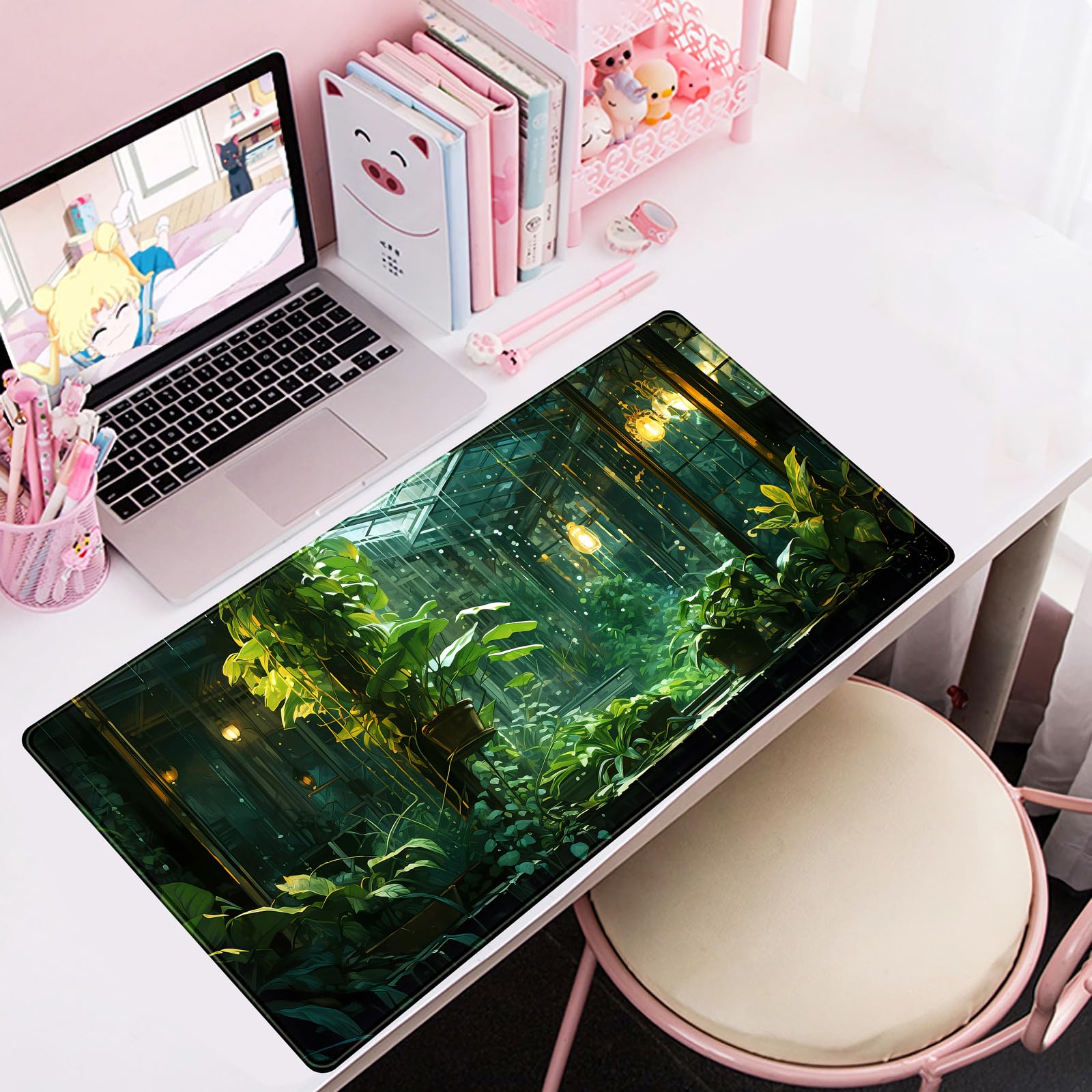 Aesthetic Plants Desk Mat Green Large Mouse Pad