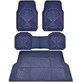 CAR PASS Heavy Duty Rubber Car Mats with Cargo Liner, Deep-Dish Car Floor Mats and Trunk Mat All Weather, Universal Trim-to-Fit for SUVs Trucks Sedans, Waterproof Anti-Slip, Trimmable V12 Blue