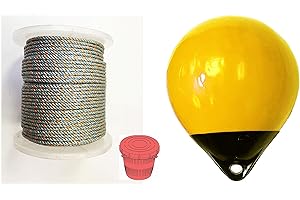KUFA Sports Prawn Trap Accessory Combo, 5/16 x 400' Lead core Rope,12" Heavy Duty Yellow Buoy & Vented Bait Jar (LP4+HB5+A30Y