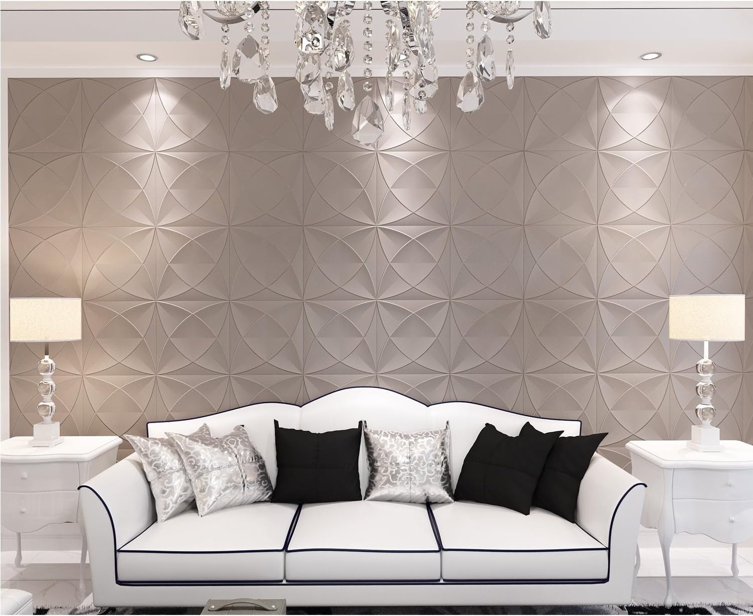 WEDECOR Decorative Anti-Collision Soundproof Faux Leather Tile, Soft 3D Wall Panels(Pack of 9) 40x40cm 15.5sq.ft (Gray)