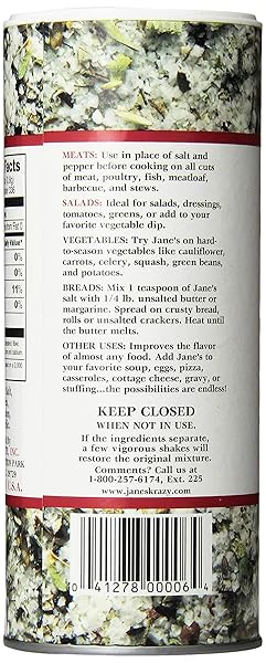 JANE’S KRAZY SEASONINGS MIXED UP SALT, 9.5 OUNCE (PACK OF 12)