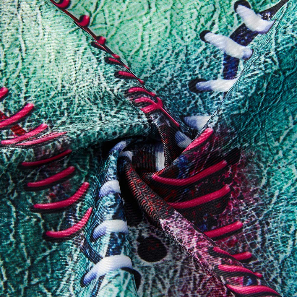 RAISEVERN para Mujer Adulto Stand Cuello Halloween Trajes Zombie Cicatrices Impreso Traje de Fiesta Divertido Juego Ropa de Manga Larga Grande