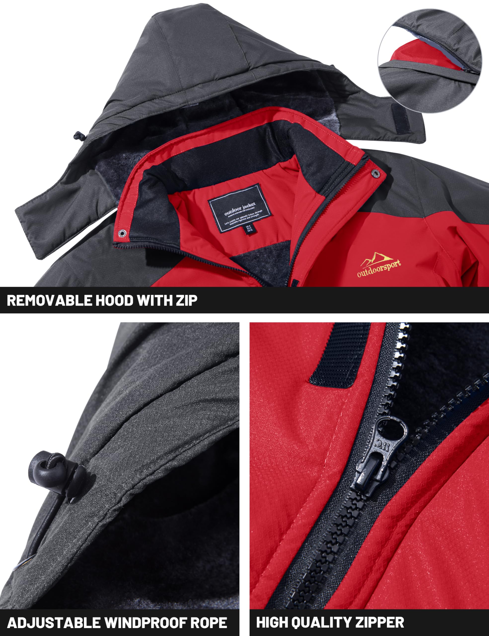 TACVASEN Mens Skiing Jacket with Hood Snowboard