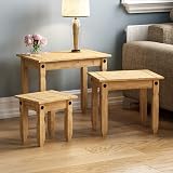 Vida Designs Corona Nest of Tables Rectangular Waxed Pine Rustic 28.5 x 60 x 50 view 6
