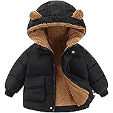 AIWUHE Toddler Winter Coat Boys Girls Down Jacket Hooded Fleece Warm Outwear 3D Ear Padded Puffer Jacket With Pockets 1-6Y
