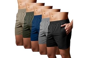 GYM REVOLUTION Men's 5'' Workout Athletic Quick Dry Shorts Running Training Short with Zipper Pockets