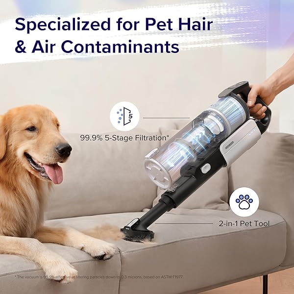 LEVOIT CORDLESS VACUUM CLEANER, STICK VAC WITH TANGLE-RESISTANT DESIGN, UP TO 50 MINUTES, POWERFUL SUCTION, RECHARGEABLE, LIGHTWEIGHT, AND VERSATILE FOR CARPET, HARD FLOOR, PET HAIR, LVAC-200