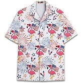 Funny Festival Pattern Hawaiian Shirt for Men Coloful Mens Hawaiian Shirts Short Sleeve Button Down Shirt Men