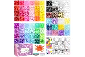 SISTENIA 2400pcs Pony Beads 72 Colors 9mm Friendship Bracelets Making Kit, Rainbow Kandi Beads Bulk Letter Beads for Name Bracelets Jewelry Making Crafts with Elastic String