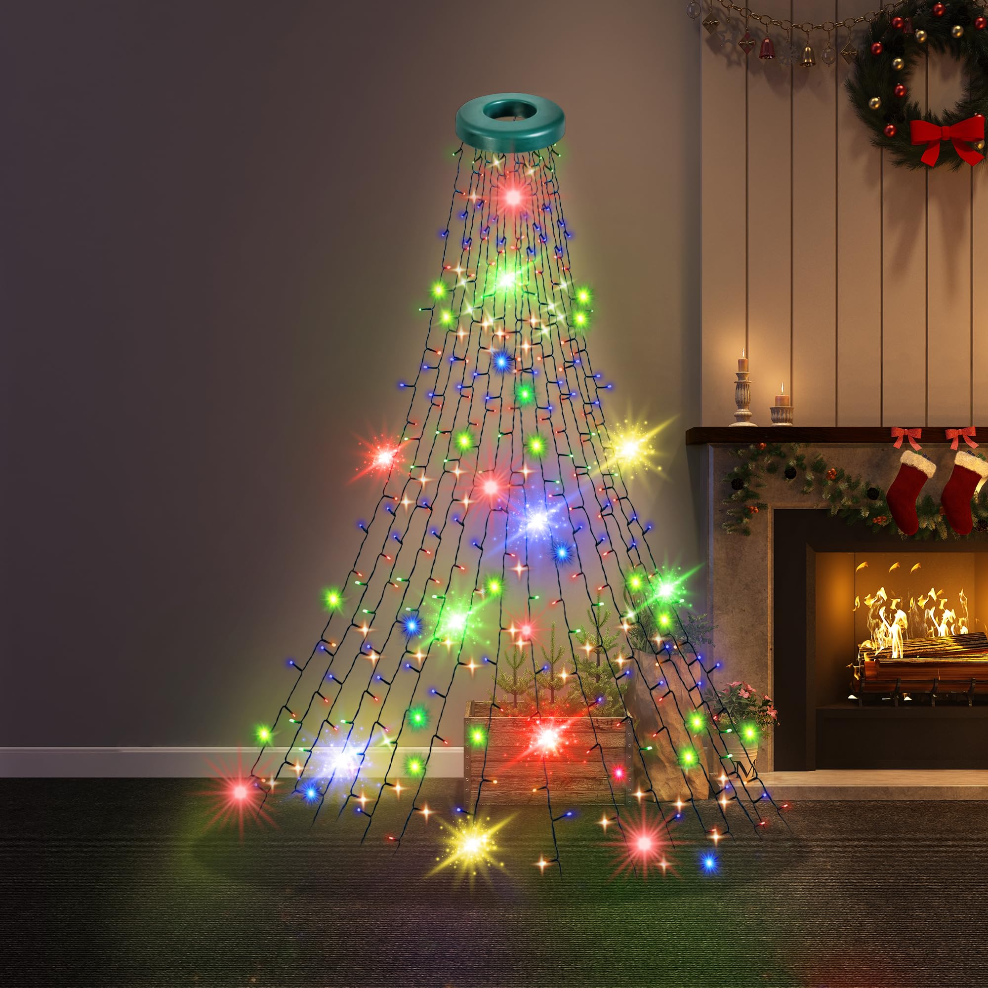 GloBrite 5Ft Christmas Tree Stand Lights - 288 LEDs - Multi-Coloured, 8 Modes, Memory & Timer, IP44 Waterproof, Indoor & Outdoor Xmas Tree Decor, Mains Powered Fairy Lights, Easy Setup - 5M Lead Wire — image 1