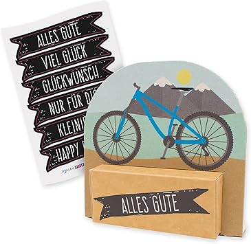 Amazon De Itenga Geldgeschenk Oder Gastgeschenk Verpackung Fahrrad Mountainbike Modern Mit Stickerbogen Aus Karton 12x11 5cm