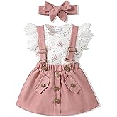 SODLON Newborn Baby Girl Clothes Dresses Outfits Gifts Romper Top Overalls Dress Suspender Skirt Sets for Infant Girls