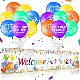 Colorful Welcome Back To Work Decorations for Women Men Colorful Welcome Back To Work Banner and Balloons for Office Indoor Outdoor Party Supplies