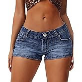 LuminBlaze Women’s Denim Shorts High Stretchy Low Rise Jean Shorts Skinny Y2K Streetwear
