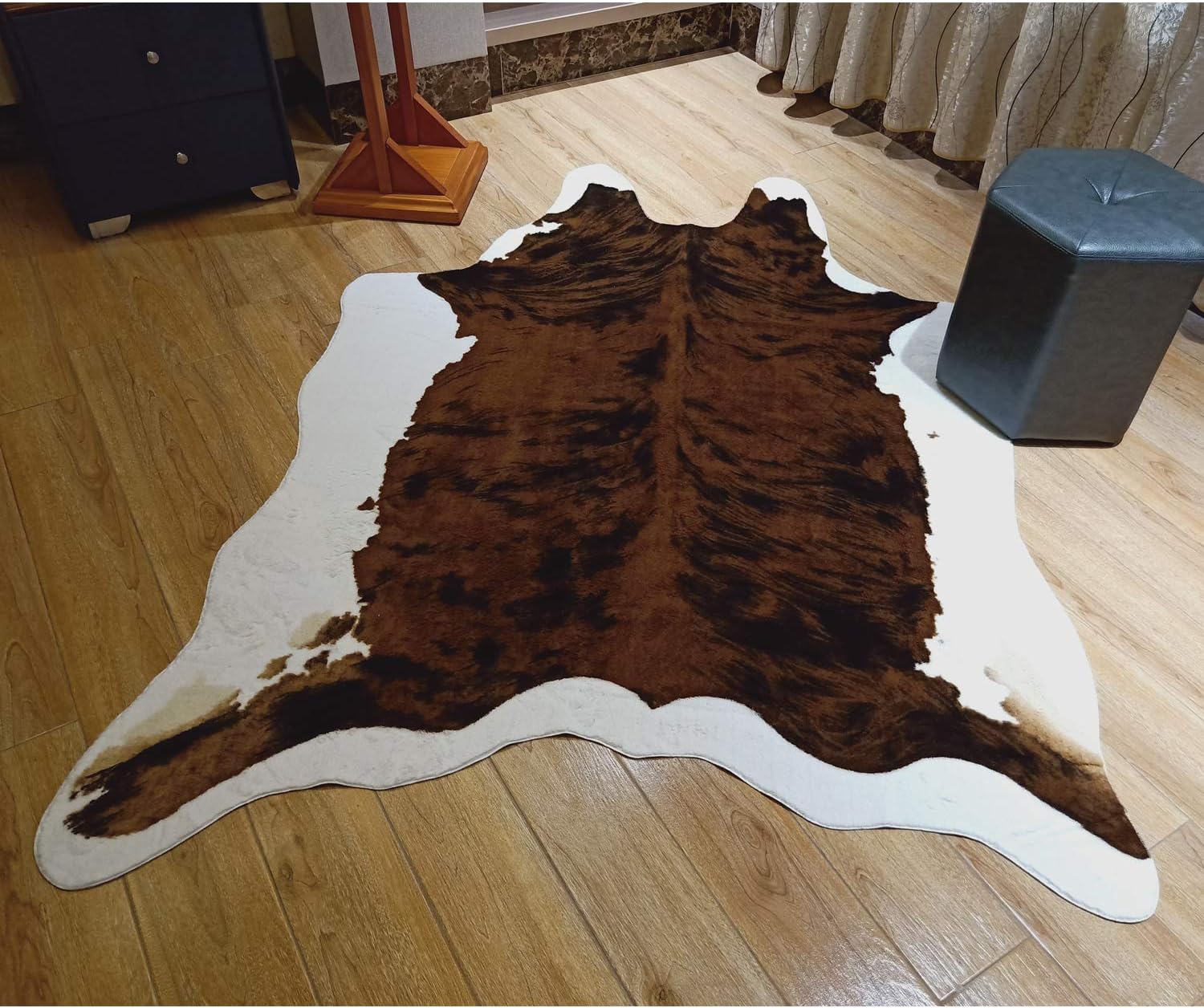 JACCAWS Brindle Tricolor Faux Cowhide Rug - 4.6 x 6.6 Feet Faux Cow Skin Rug Large.