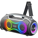 VUOPAX Portable Bluetooth Speaker Wireless, 180W Max Loud Waterproof Speakers, Bass Boost Boom Box for Party and Outdoor, w/2*Subwoofer, 2*Tweeter, DSP, IP65, 24H, TWS, TF, USB, AUX