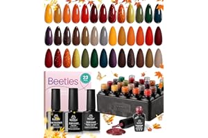 beetles Gel Polish Cozy Campfire Shade Collection - Fall Nail Fest Fall Gel Nail Polish Set, 20 Colors Autumn Orange Yellow Green Brown Red Shades UV LED Cured Soak Off DIY Manicure Gift for Girl