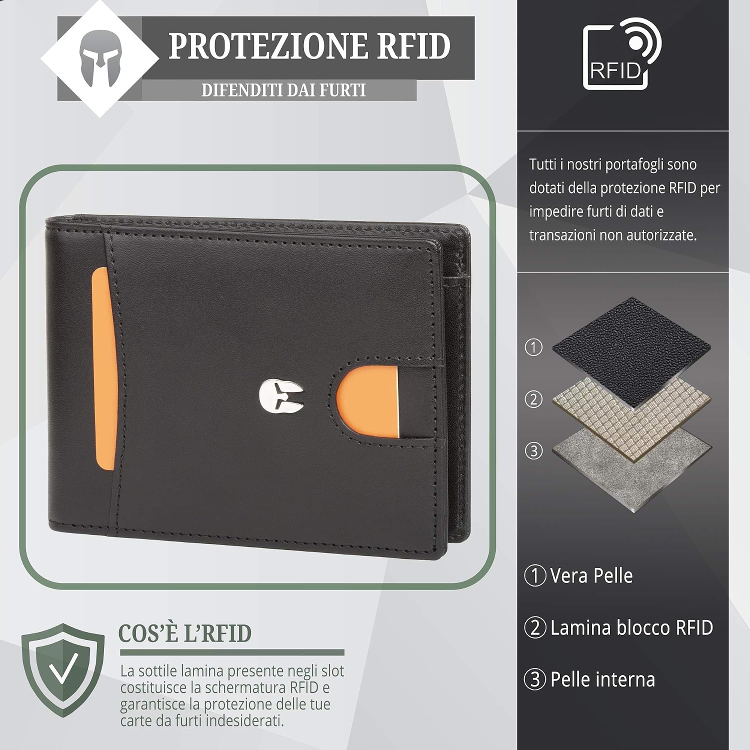ADE Portafogli Sottile Tascabile con Portamonete SPARTANO Portafoglio Uomo  Slim Vera Pelle con Protezione RFID Porta Carte di Credito con Clip per  Contanti Valigeria urban-earth.co.uk