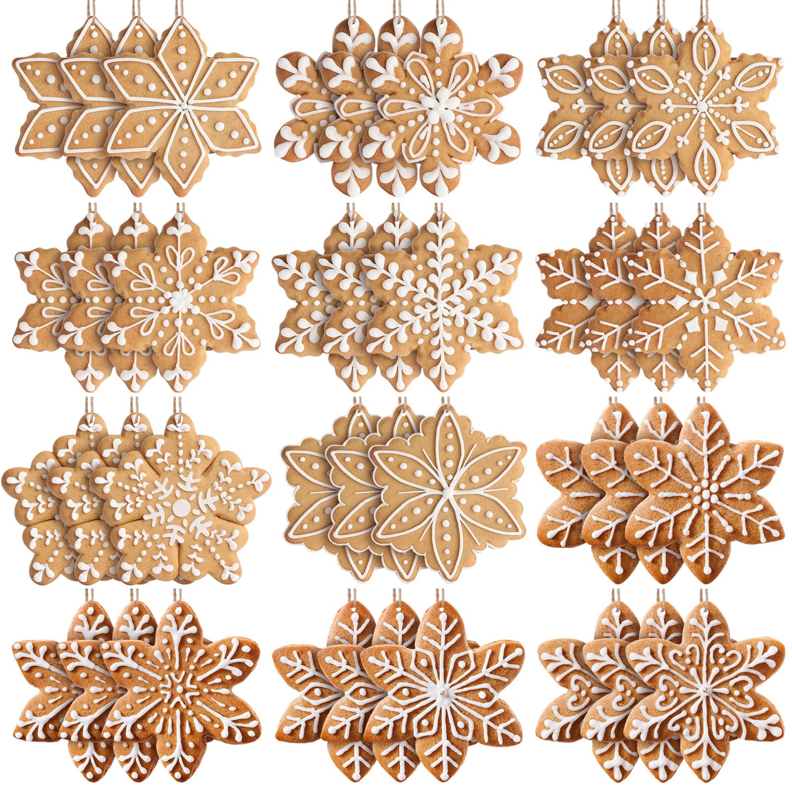 Photo 1 of Soaoo 36 Pcs 7.9 Inch Gingerbread Snowflake Christmas Outdoor Decorations Large Hanging Christmas Ornaments Double Sided Xmas Plastic Decor for Xmas Tree Office Home Yard Porch Holiday