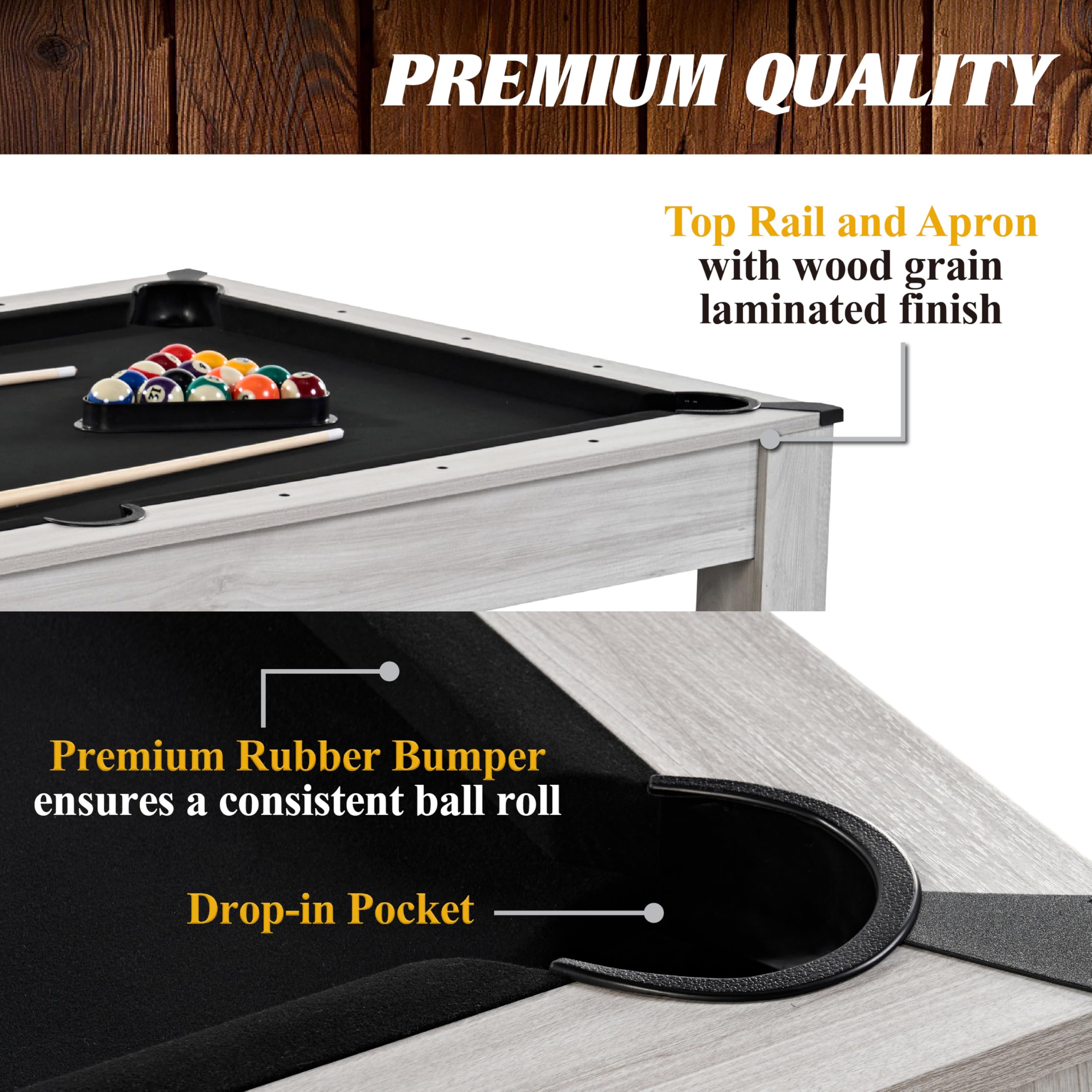 Pool Table Pocket Ralling Mua Barrington Billiards 7' Drop Pocket Pool Table 3-in-1 Dining Top ...