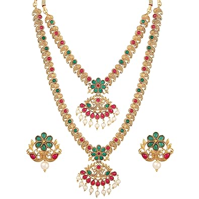 Buy Shining Diva Fashion Latest Combo Design Pearl Necklace Set For Women Traditional Gold Plated Jewellery Set For Women Multicolor 10592s At Amazon In