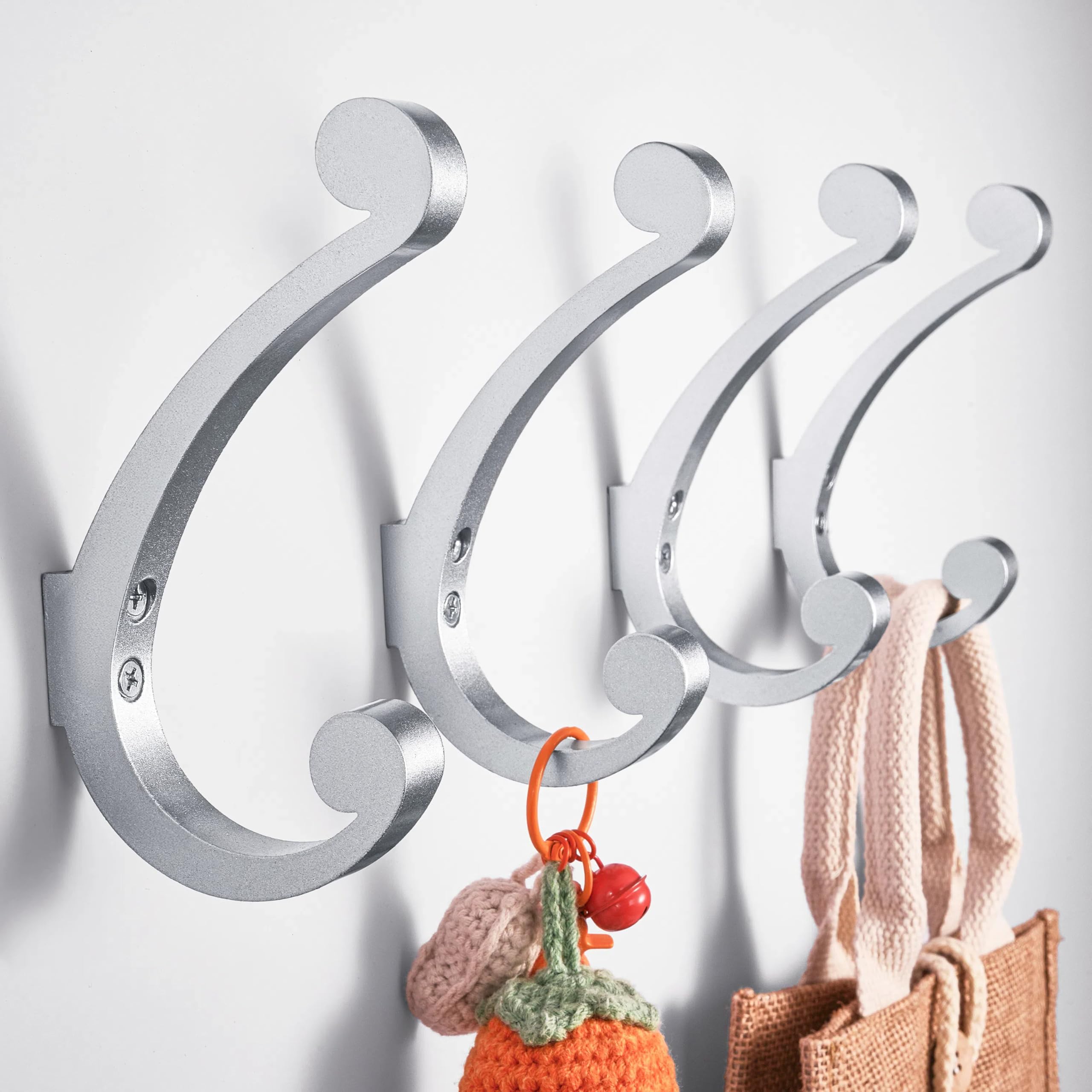 Latitude Run Heavy Duty Coat Rack Wall Mount - White Coat Hooks Wall Mounted For Sunglasses Jackets Hats Purse Dog Leashes Towels - Coat Hanger For E