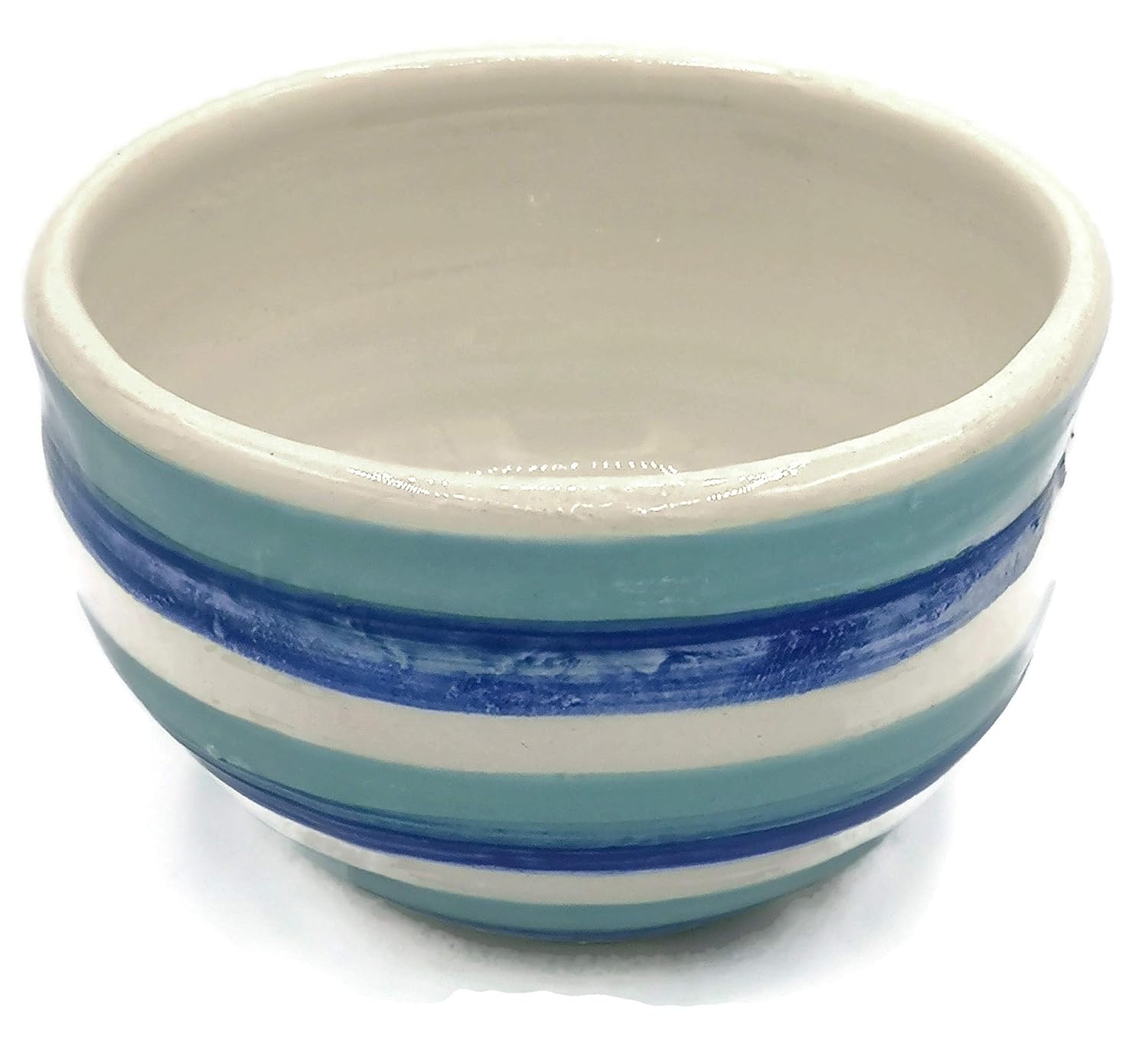Handpainted White and Blue Ceramic Pottery Bowl with