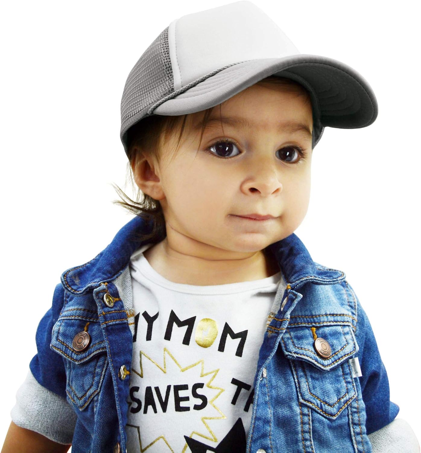 DALIX Infant Trucker Hat Baby Cap Tiny Extra Small Girls Boys in Gray White: Clothing