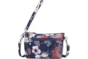 AOCINA Printed Wristlet Wallets Mini Crossbody Bags for women Nylon Clutch Purses with Card Slots & Multi-Pockets