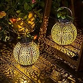 2Pack Solar Outdoor Lanterns Waterproof, Garden Gifts for Mom, Rose Solar Garden Decor , Warm White Table Lights for Yard Art, Porch, Mothers Day Grandma Wife (Antique Bronze )