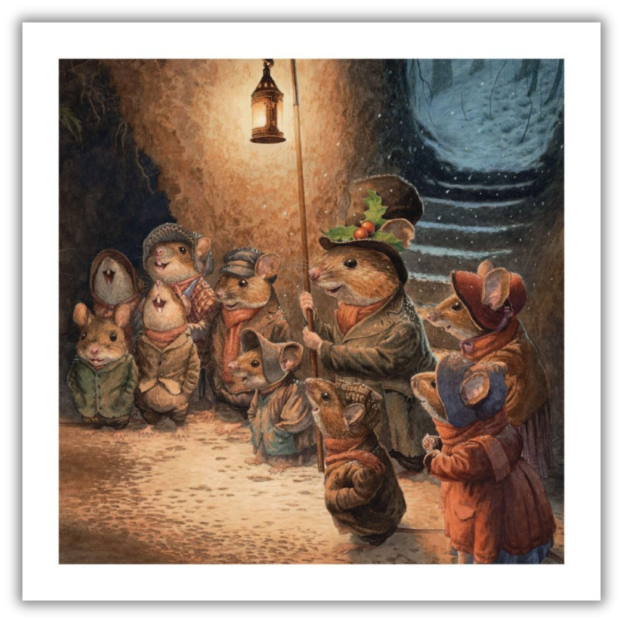 Museums & Galleries Christmas Cards Pack of 8 - The Wind in the Willows Choir of Mice Design - Festive Christmas Cards Multipack