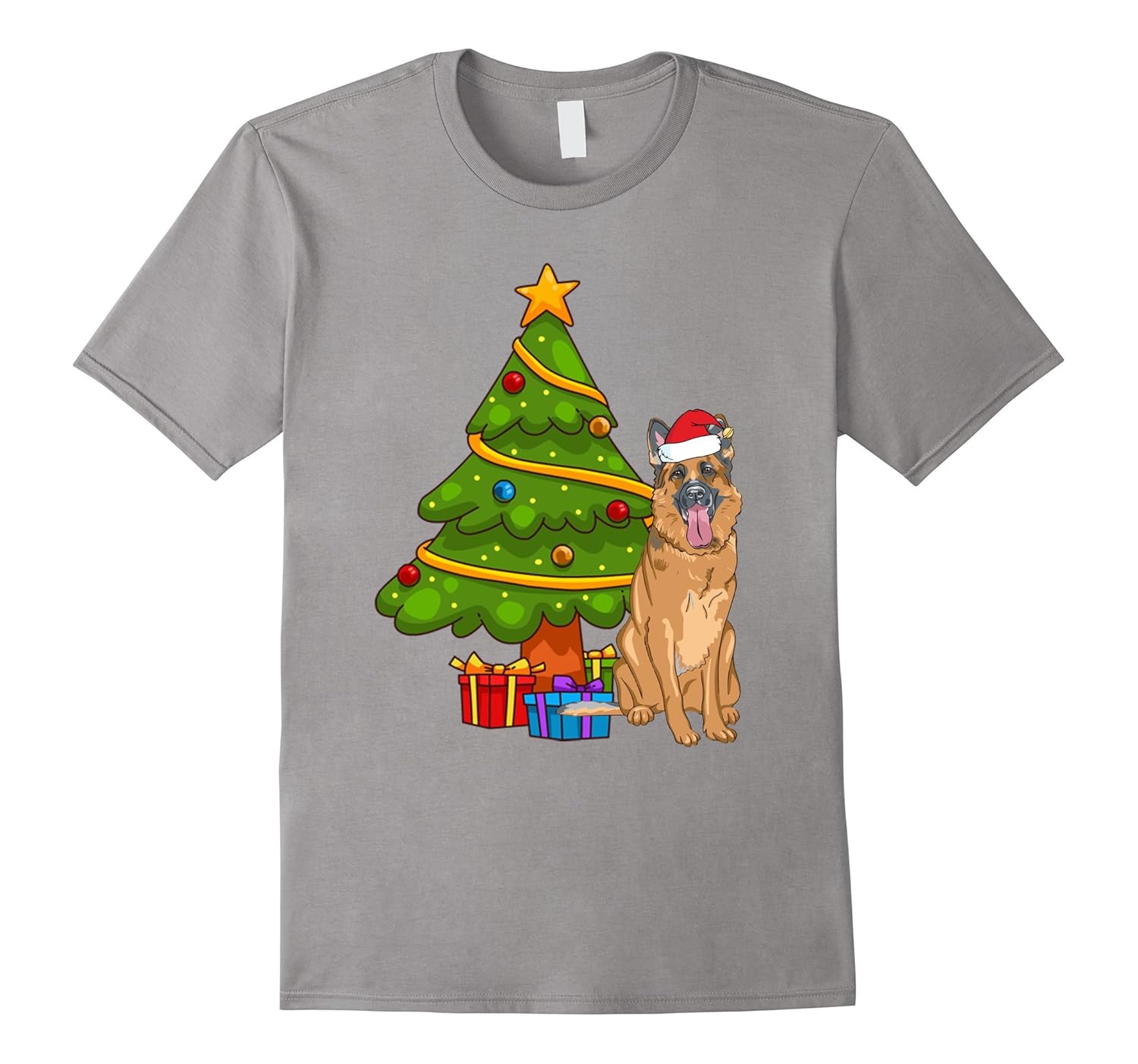 German Shepherd Christmas T Shirt-Rose