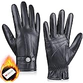 MAGILINK Genuine Sheepskin Leather Winter Warm Thinsulate Touchscreen Driving Motorcycle Gloves