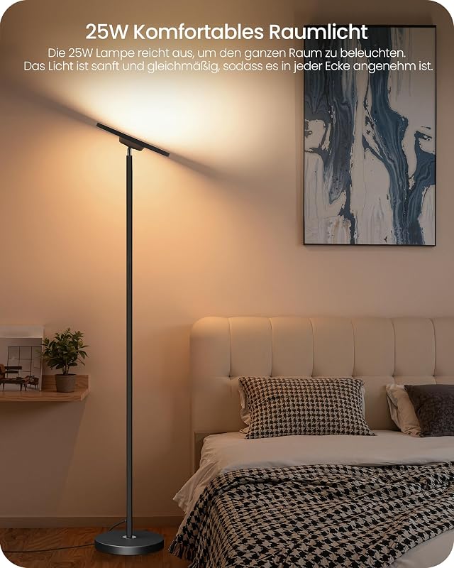 RGB Stehlampe mit APP- und Sprachsteuerung, Kompatibel mit Alexa, Musik Sync, Smarte LED Stehleuchte Schwarz, 10-100% Dimmbare WLAN Standleuchte für Wohnzimmer ZB18LDD05
