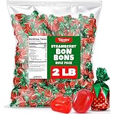 Strawberry Filled Hard Candy Bon Bons, 2 lb Bulk Individually Wrapped Candy | Fruit Filled Hard Candies, Strawberry Bon Bons, Bulk Candy, Office Candy Bowl, Party Favors, Snack Candy, Old Fasioned Treats