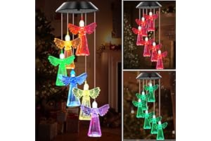 WENANA Solar Wind Chimes Outdoor Color Changing Lights, Gift for Women Mom Grandma Sister Best Gifts, Wind Chimes Unique Outdoor Garden Yard Decor (Angel)