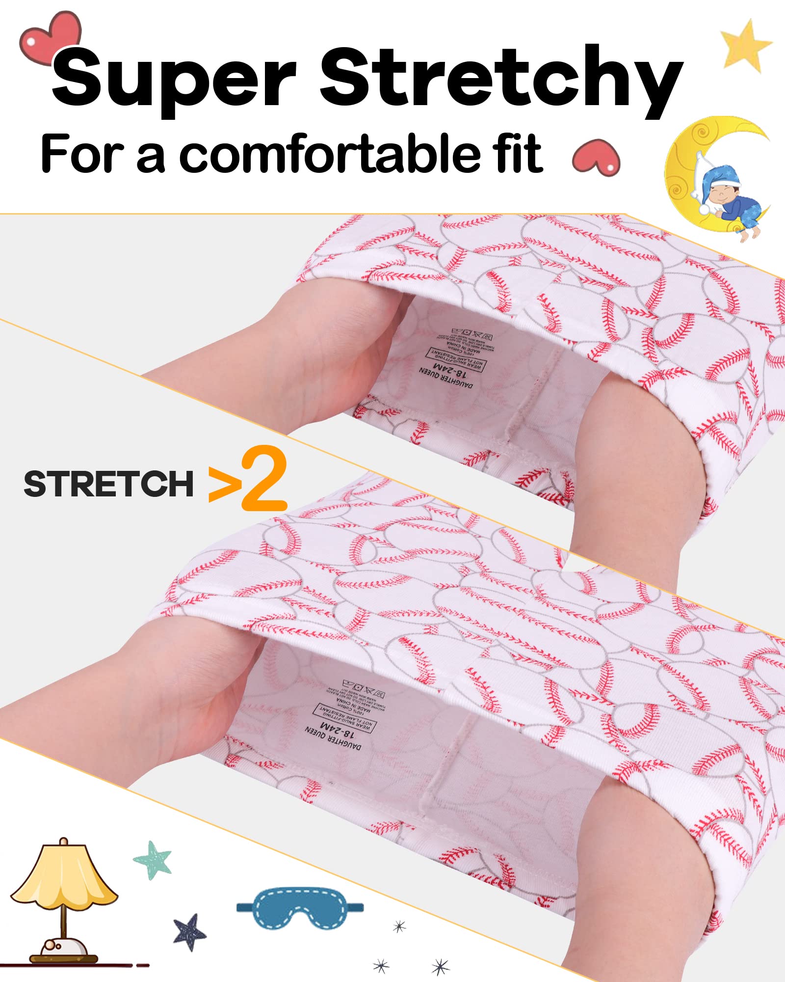 DAUGHTER QUEEN Boys Pajamas 4 Pieces Short Set 100% Cotton Sleepwear Size 18 Months-12 Years