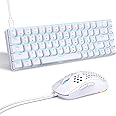 DIERYA X TMKB M1SE Wired 60 Percent Mechanical Gaming Keyboard and Wired Gaming Mouse-White