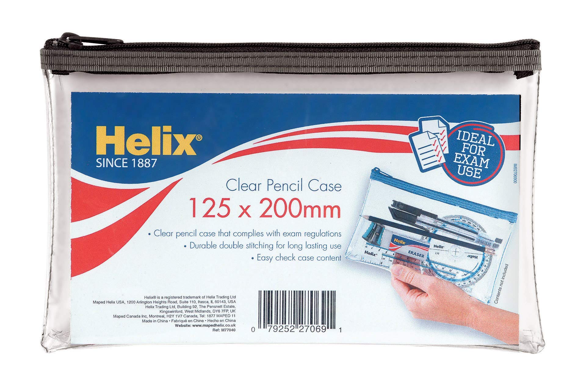 Helix Small Clear Pencil Case (Pack of 12 in Assorted Colours)