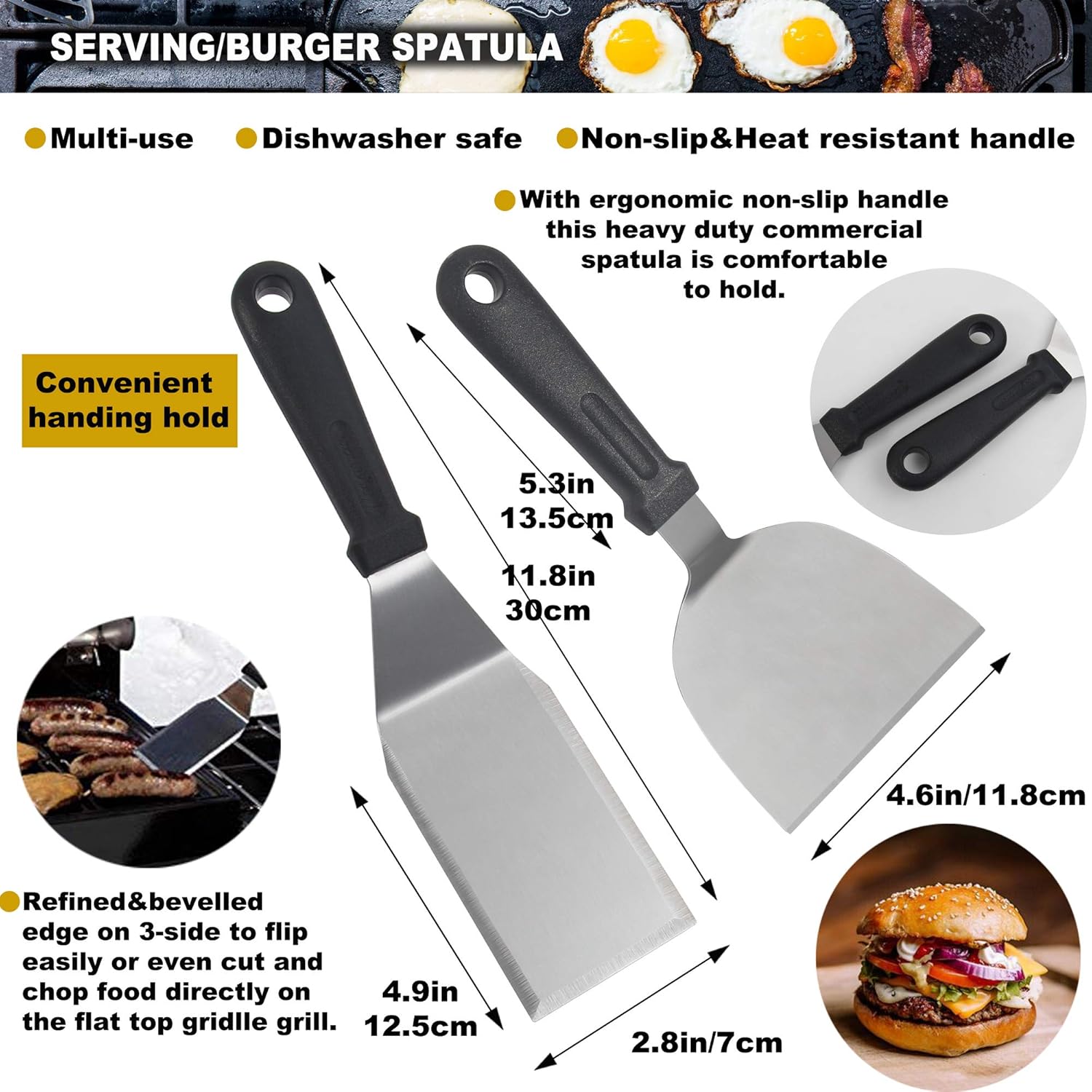 ROMANTICIST 11PC Griddle Accessories Kit with Carrying Bag - Restaurant Grade Griddle Spatula Set for Flat Top Grill Hibachi Cooking - The Very Best Grill Gift on Birthday Wedding: Kitchen & Dining