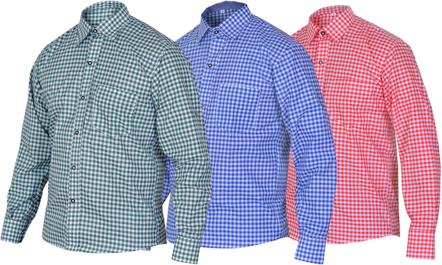 RAC3German Bavarian Oktoberfest Lederhosen Trachten Checked Shirt