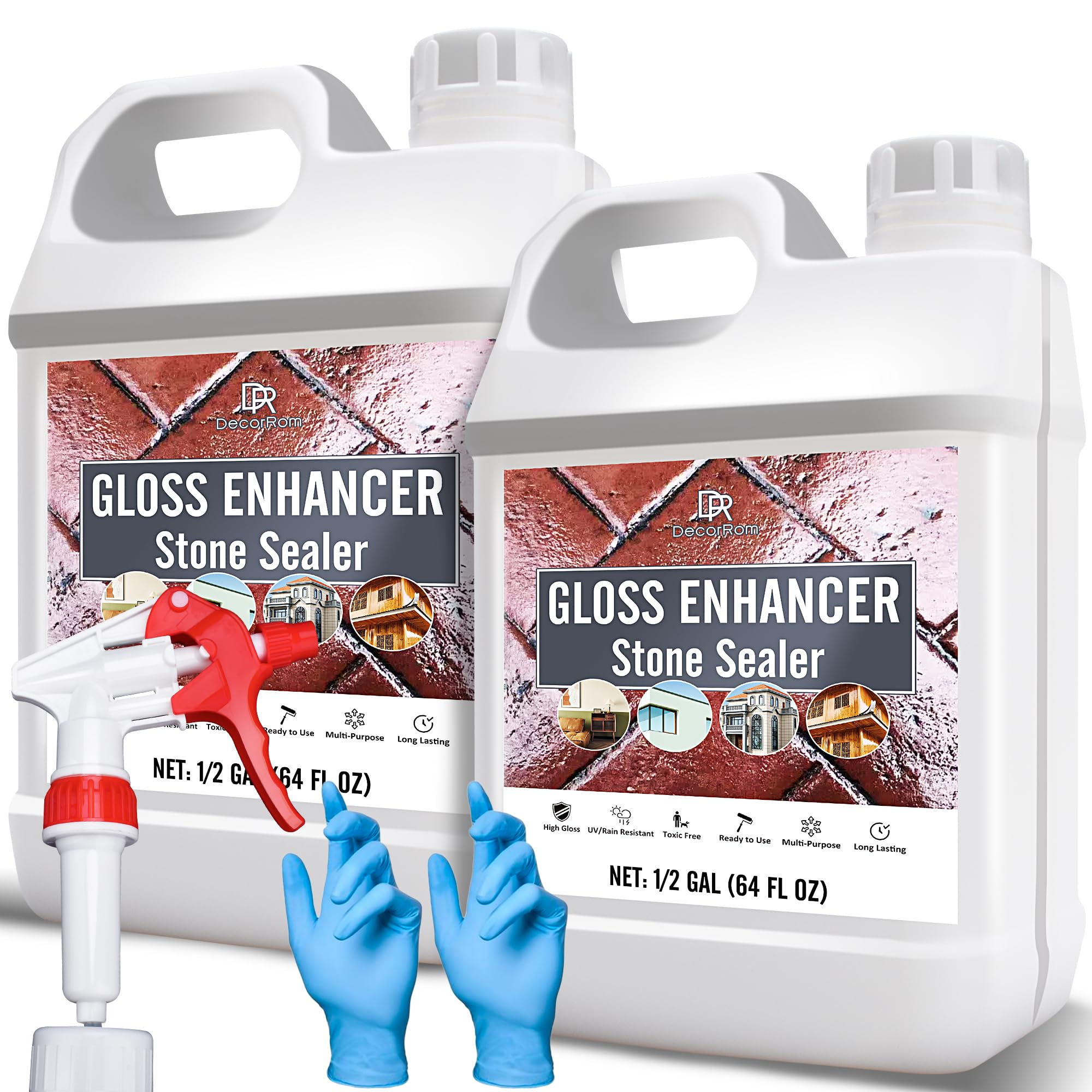 Wet Look Stone Sealer 4L - Color Enhancing Driveway Sealer for Long-Lasting High Gloss Protection - Stain Proof Patio Paver Gloss Enhancer for Outdoor & Indoor Slate, Floor, Standsotne