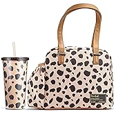 Fit & Fresh Lunch Bag For Women, Insulated Womens Lunch Bag For Work, Leakproof & Stain-Resistant Large Lunch Box For Women With Expandable Bottle Pocket, Zipper Closure Laketown Bag Cheetah Tumbler