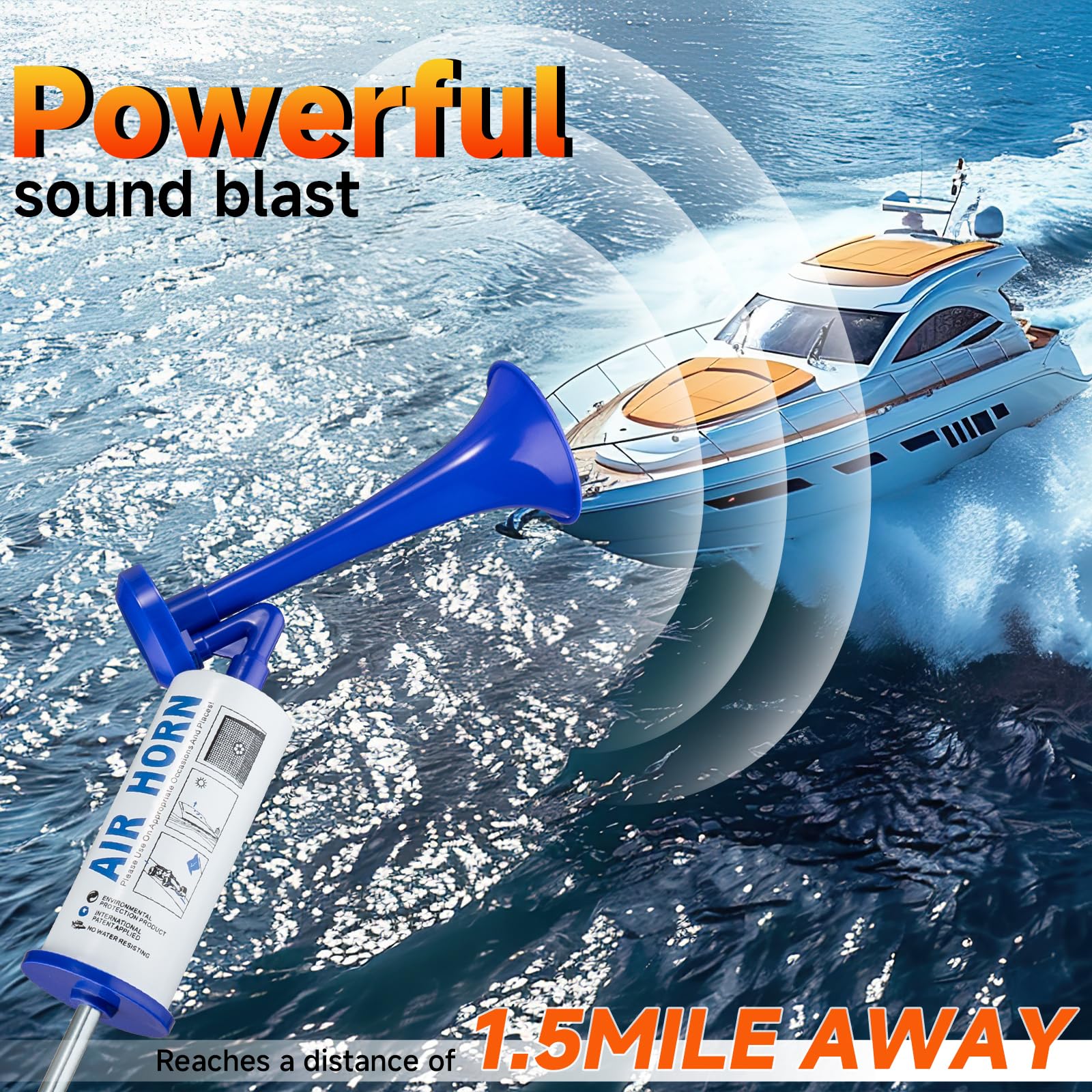 Air Horn for Safety, Loud HandHeld Air Horn for Boats Events Camping Reusable, Sports Pump Horn Loud Noise Maker for Boating Sports Events Birthday Party BANHAO