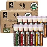 Earth's Daughter USDA Organic Lip Balm 12-Pack (2x 6-Packs) - Fruit Flavors, Beeswax, Coconut Oil, Vitamin E - Best Lip Repair Chapstick for Dry Cracked Lips - Moisturizing Lip Care