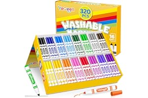 YEGEER 320 Count Washable Markers Bulk – 16 Assorted Colors, Broad Tip Markers for Kids, Teachers, and Classroom Supplies, Perfect for Art and Coloring.