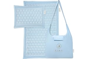 AJNA Acupressure Mat and Pillow Set - Ideal for Back Pain Relief and Neck Pain Relief - Advanced Stress Reliever - Muscle Relaxant - Free Tote Bag - Eco Lite (Sky Blue)