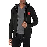 HUGO mens Regular Fit Square Logo Jersey Hooded Zip Up Sweatshirt